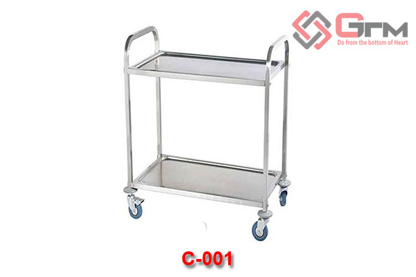 Xe Đẩy Inox 2 Tầng Ống Vuông GTM C-001