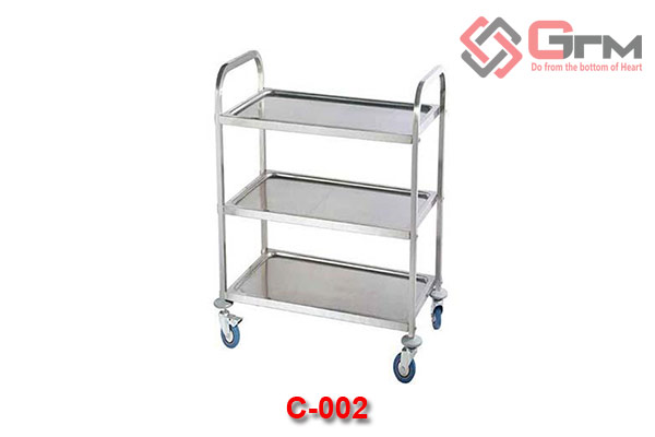 Xe Đẩy Inox 3 Tầng Ống Vuông GTM C-002